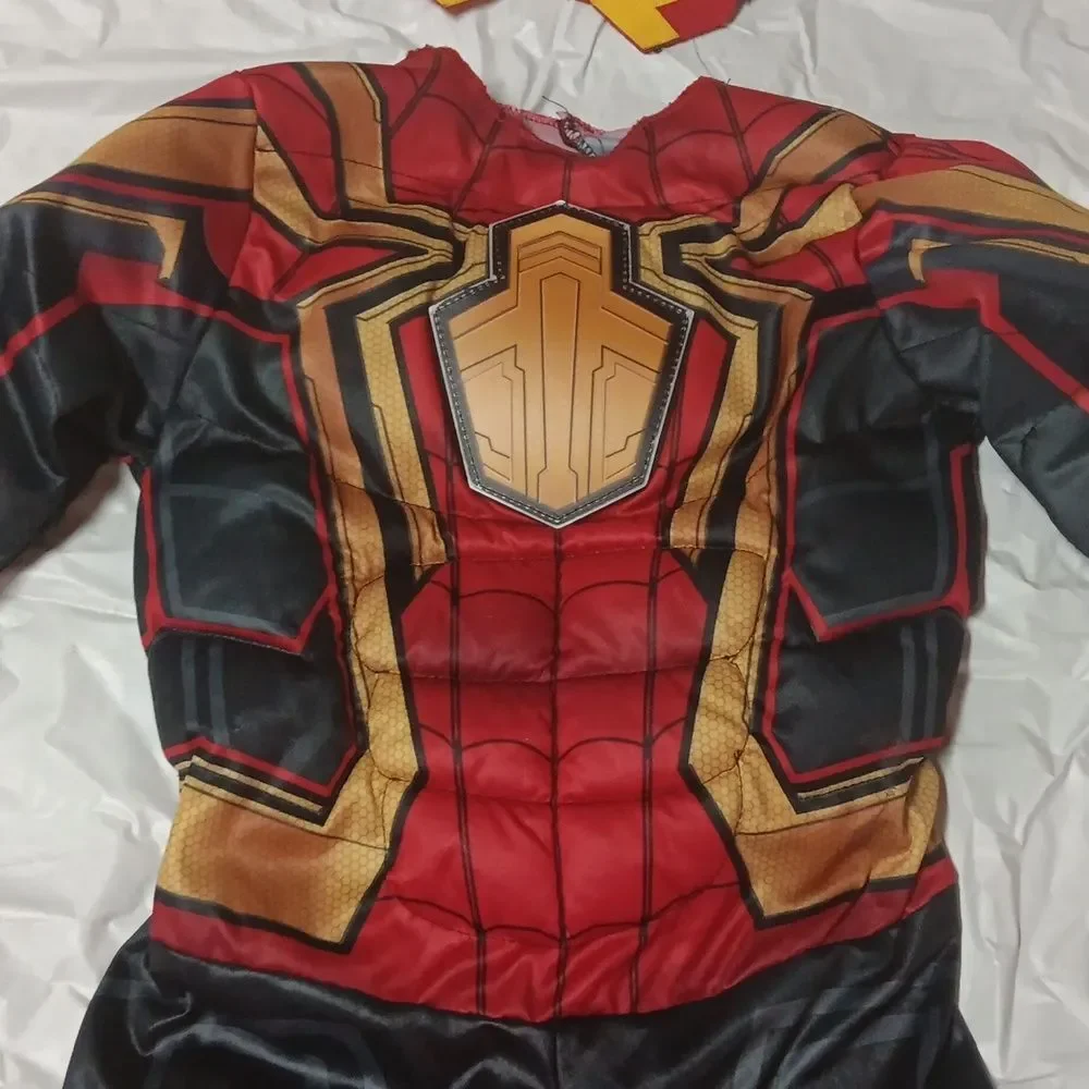 Marvel No Way Home Spider-Man Muscle Chest Kids Costume Set - Red and Gold Sz S - Picture 3 of 10